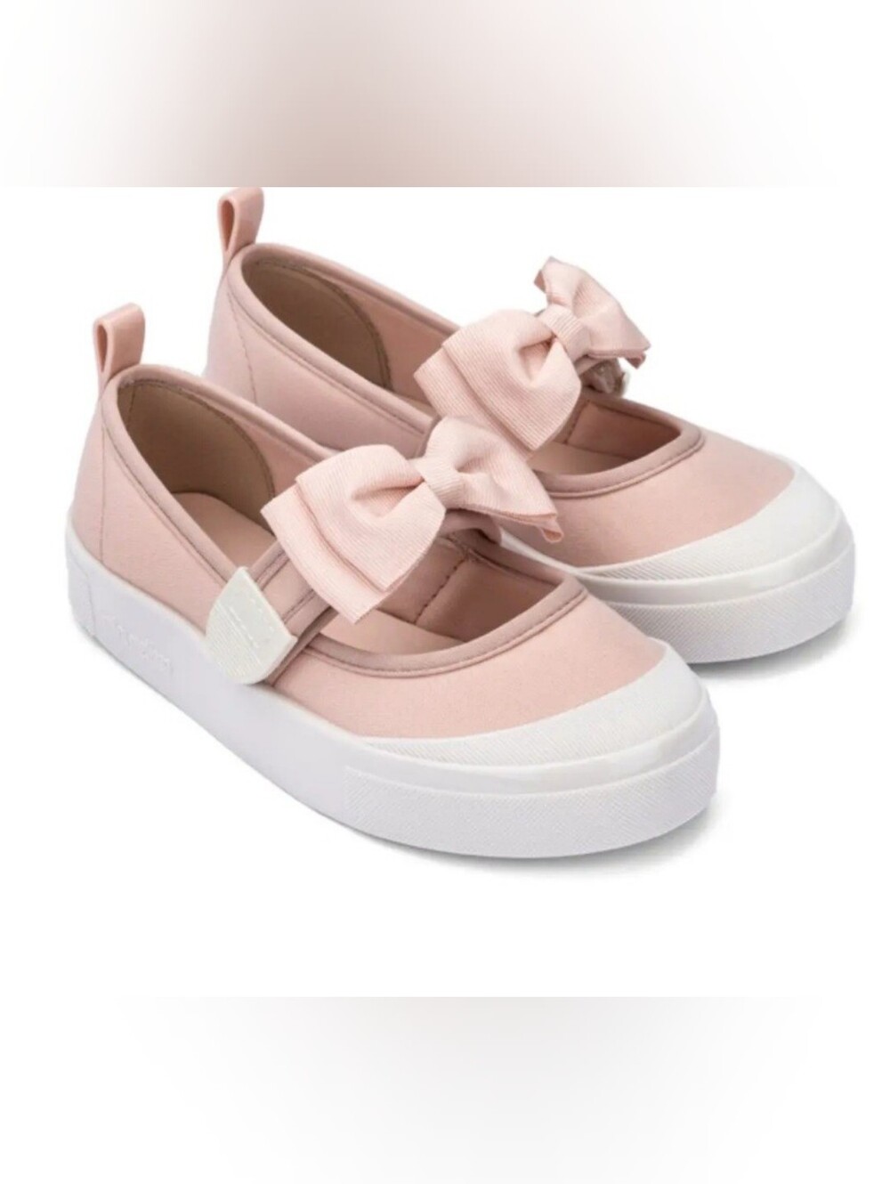 Mini Melissa Pink Bow Canvas Sneakers, Sz 3 US, 34 EU, Youth, Big Kid